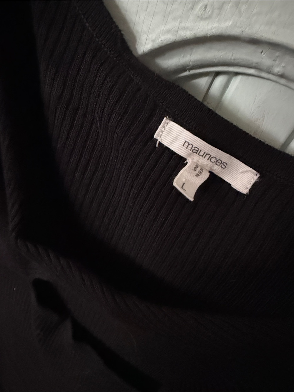 Maurices Black Ribbed Crewneck Sweater with Front Keyhole - Picture 3 of 4